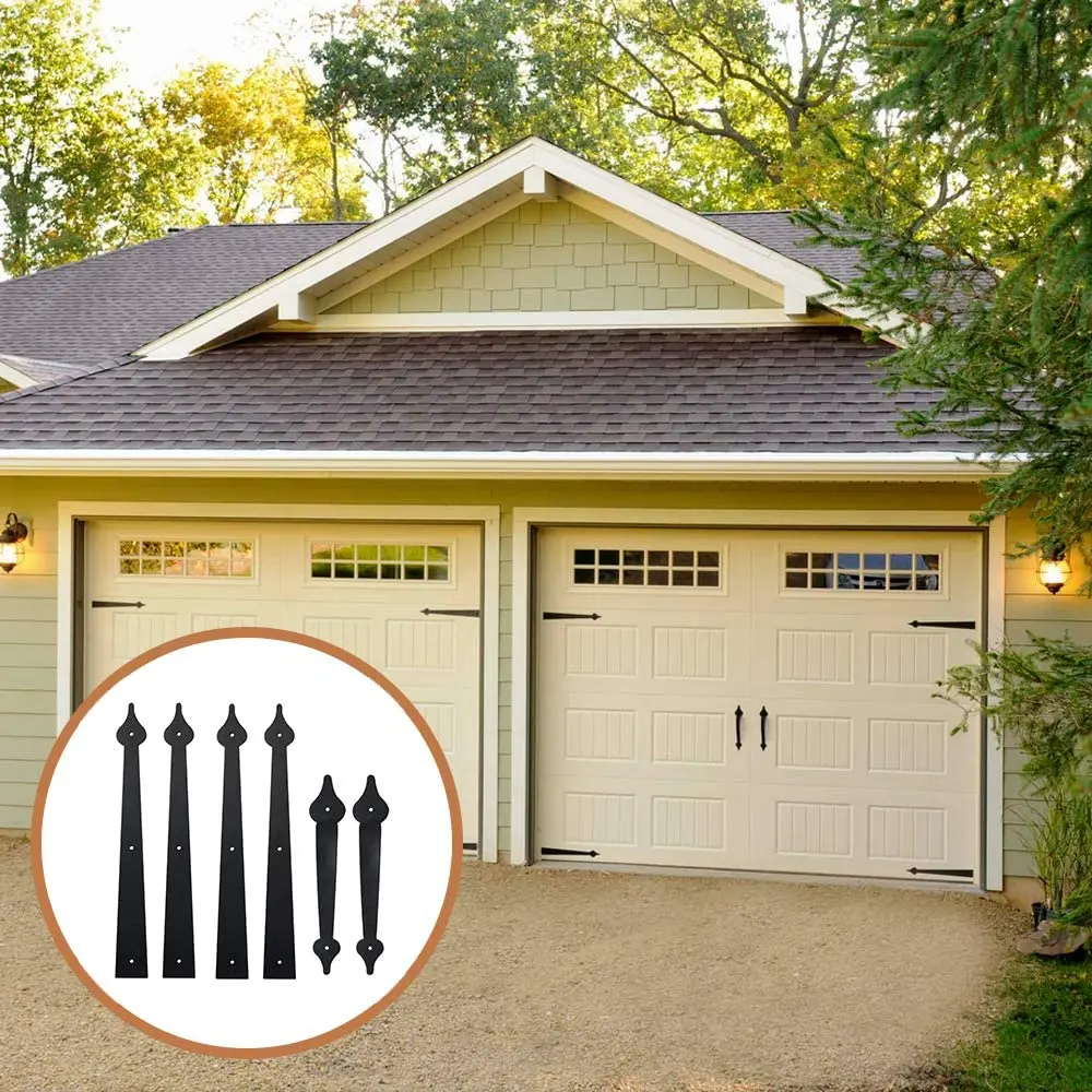 Garage Door Hardware LWZH Metal Gate Door House Hinge Handle Set Decorative Garage Door Carriage Accents Hardware 2 Handles 4 Hinges