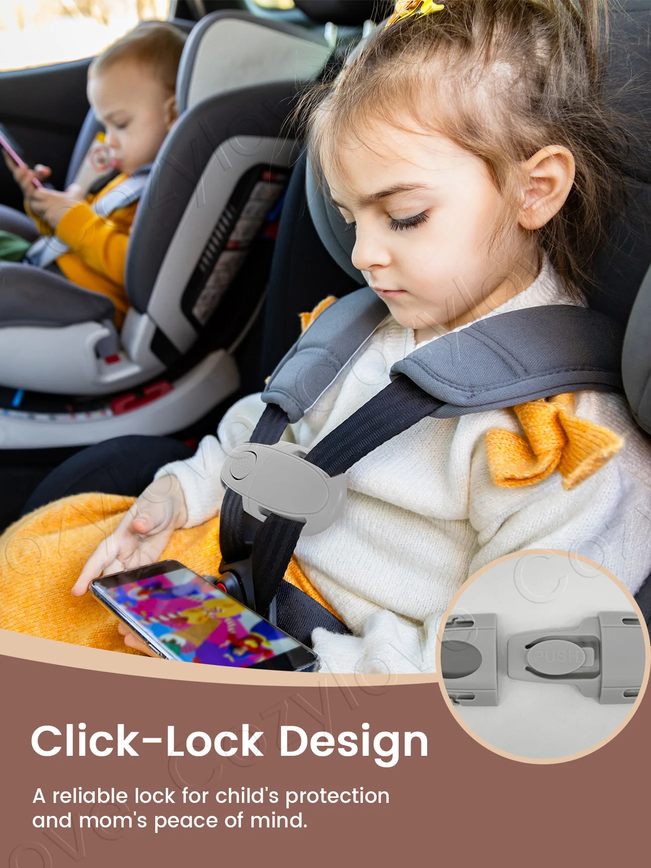 Adjustable Child Safety Harness Clip Anti-Escape Lock for Universal Use on Seats & Strollers 1pc