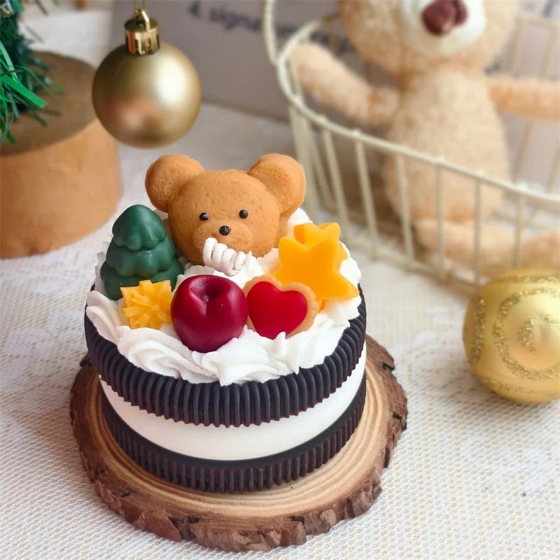 Christmas theme Candle Silicone Mold cute bear cookies shape Scented Candle Mold Christmas gifts