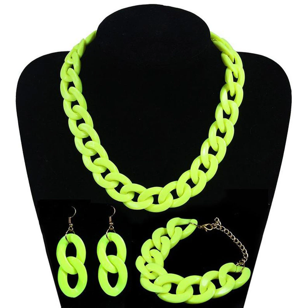 Designer Original Fluorescent Color Acrylic Chain Necklace 2020 Fashion