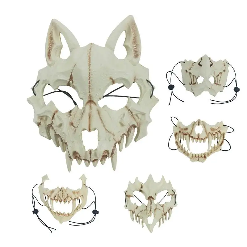 Skull Face Mask Halloween Animal Bone Skull Face Cover Horror Party Lupo Mannaro Tigers Skull Face Shield Cosplay Costume Mask Prop