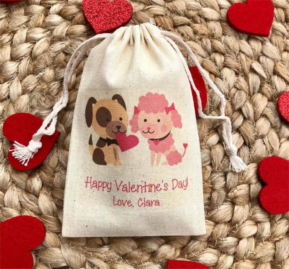 

20pcs Kid's Valentine's Day Party Favor Bags / Personalized Puppy Dog Valentine Treat Bag