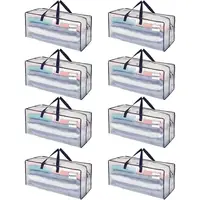 Heavy Duty XL Foldable Moving Bags 8 Pack with Backpack Straps Clear Storage Solution Lightweight Durable Alternative to Boxes 2