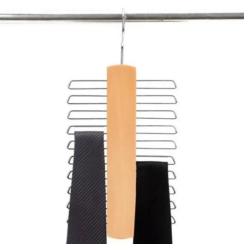 

Tie Storage Rack Adjustable 360 Degree Rotating 20 Row Wooden Steel Belt Silk Scarf Shelf Cabinet Organizer Hanger For Wardrobe