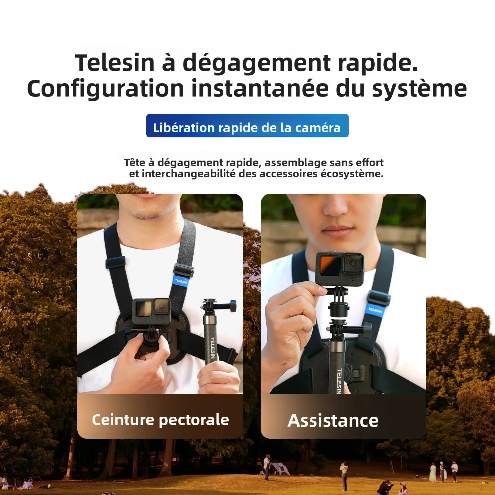 Support pour GoPro avec Clip Téléphone et Adaptateur Action