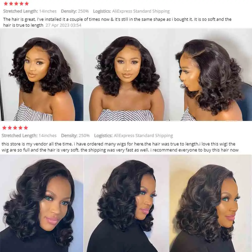Short Wig Human Hair 250 Density  Loose Deep Wave 360 Full Lace Human Hair Wig Double Drawn Glueless Wigs Human Hair Ready To Go