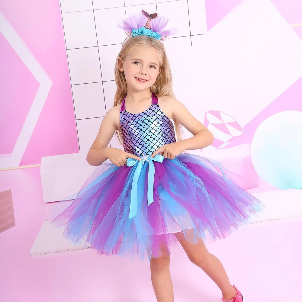 

Детское платье для косплея Ариэль с юбкой-годе