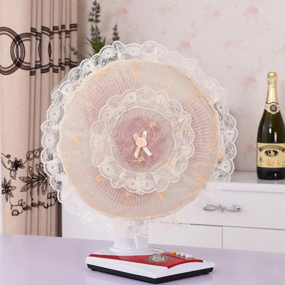 Pastoral Style Lace Electric Fan Cover Round All-inclusive Fan Dust Cover Safety Protection Dust Prevention