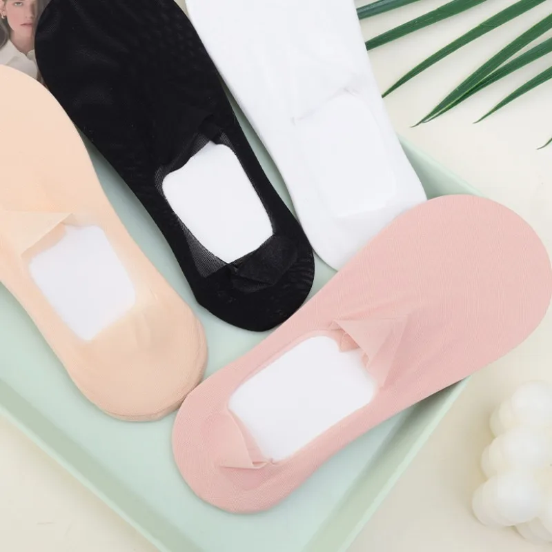 Ultrathin Light Boat Socks Women Summer High Elasticity Breathable Anti Slip Sock Hot Weather Stretchable Silicone Heel Hosiery