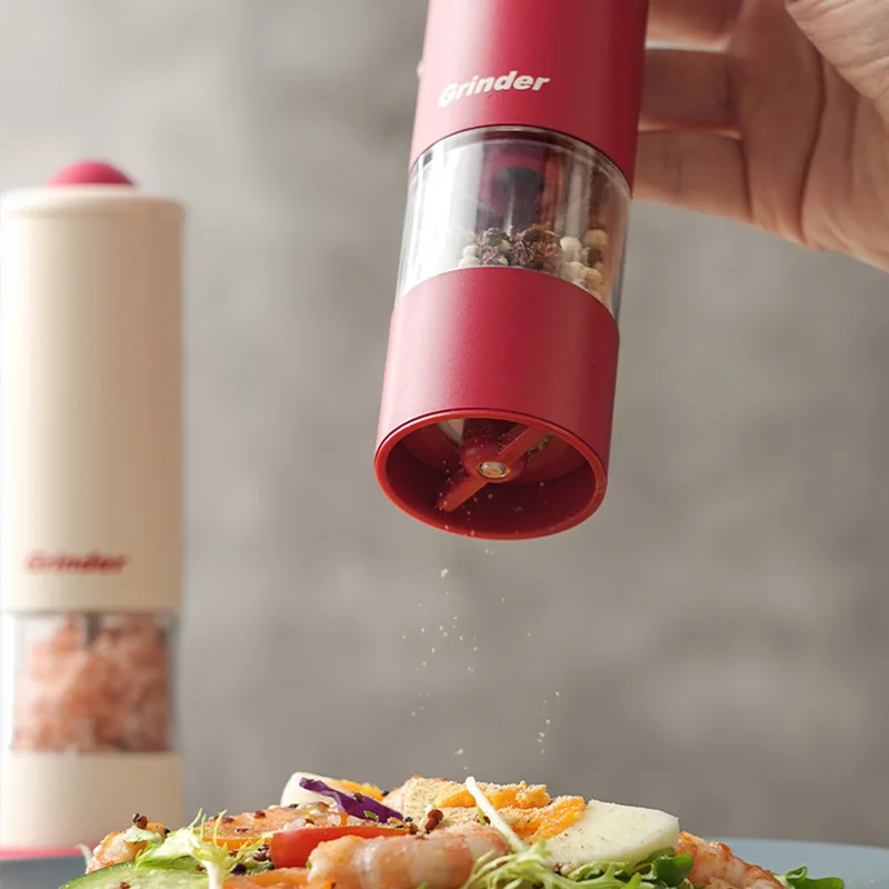 USB Rechargeable Electric Salt and Pepper Grinder Adjustable Coarseness Large Capacity Auto Spices Grinders Kitchen Cooking Tool
