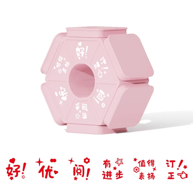 Six Sided Teacher Seal Stamp Homework Review Stamper Colorful Stamps School Teacher Props Interactive Education Toys