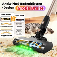 Aspirateur sans fil V8MAX, 55KPA/50 min d'autonomie, avec phare LED vert, brosse anti-emmêlement en forme de V pour poils d'animaux, tapis 3