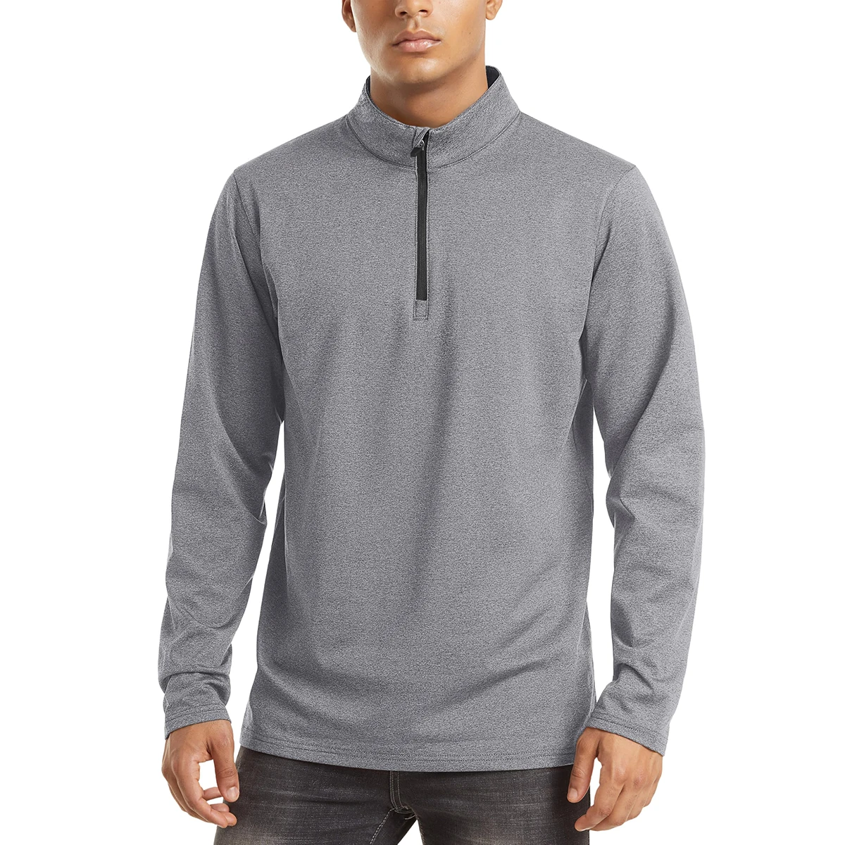 TACVASEN Frühling/Herbst Thermo Sport Pullover männer 1/4 Zipper Tops Atmungsaktive Gym Lauf T-shirt Pullover Männlich Activewear – Detail 37