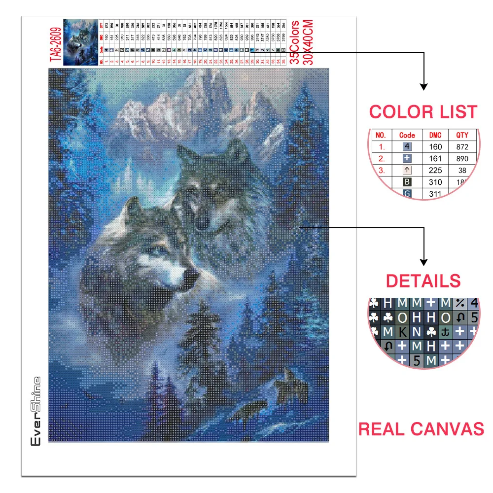 EverShine Diamond Painting Wolf Animal Diamond Mosaic Picture Rhinestones 5D DIY Beaded Embroidery Full Square Art Home Decor diamond painting