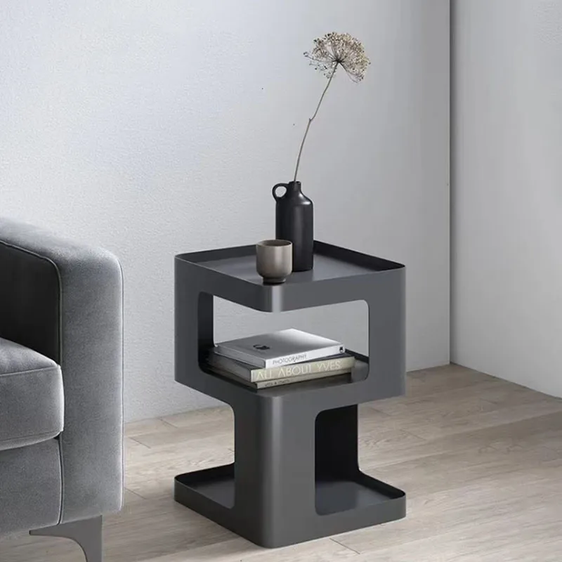 Simple Metal Night Table White Aesthetic Trendy Minimalist Bedside Table Space Saving Kawaii Mesita De Noche Home Furniture