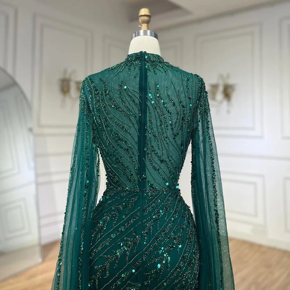 極美品　ENFOLD CAPE-SLEEVE DRESS 2024SS EVENING DRESS WITH KEYHOLE NECKLINE AND LONG CAPE SLEEVES