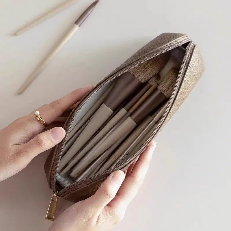Premium PU Leather Pencil Pouch with Waterproof Finish and Metal Zipper