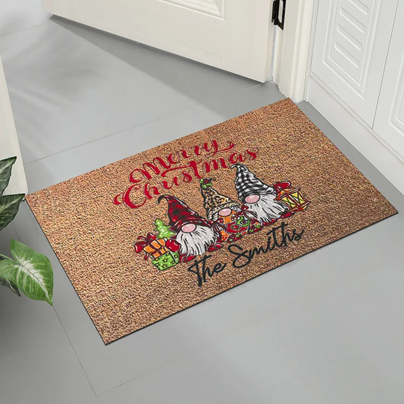 Christmas Welcome Gnome Doormat Front Porch Rugs Welcome Mat Indoor Outdoor Doormats Entrance Carpet