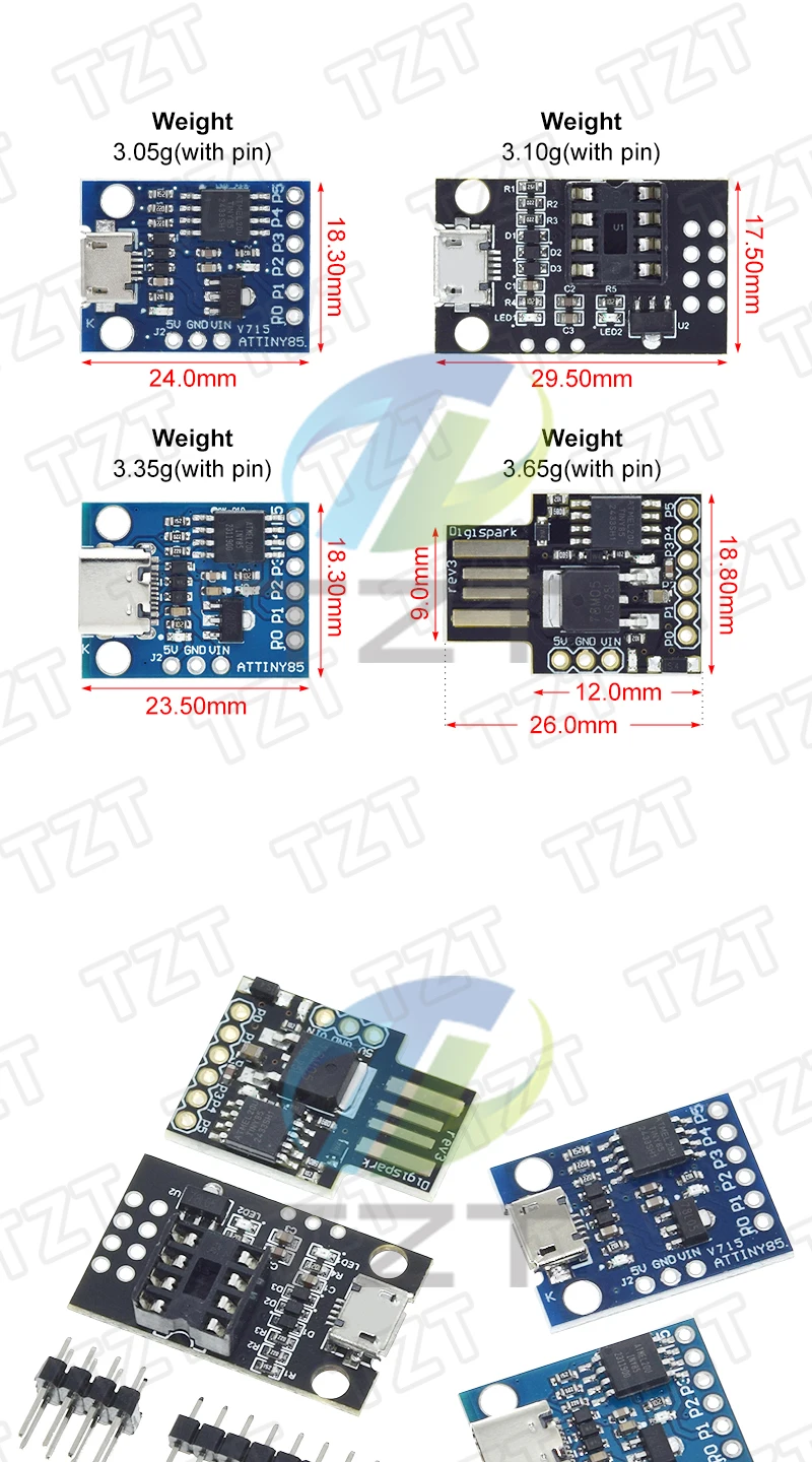 1/3PCS TINY85/ATTINY85 Digispark Kickstarter Micro Development Board ATTINY85 Modul für Arduino IIC I2C USB Blau Schwarz – Detail 3