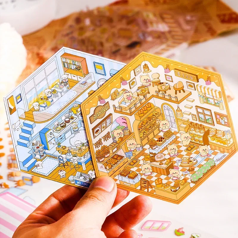 3D Cartoon Miniature Scene Stacking Stickers Gift
