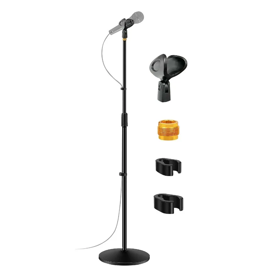 Adjustable Universal Microphone Stand with Weighted Base