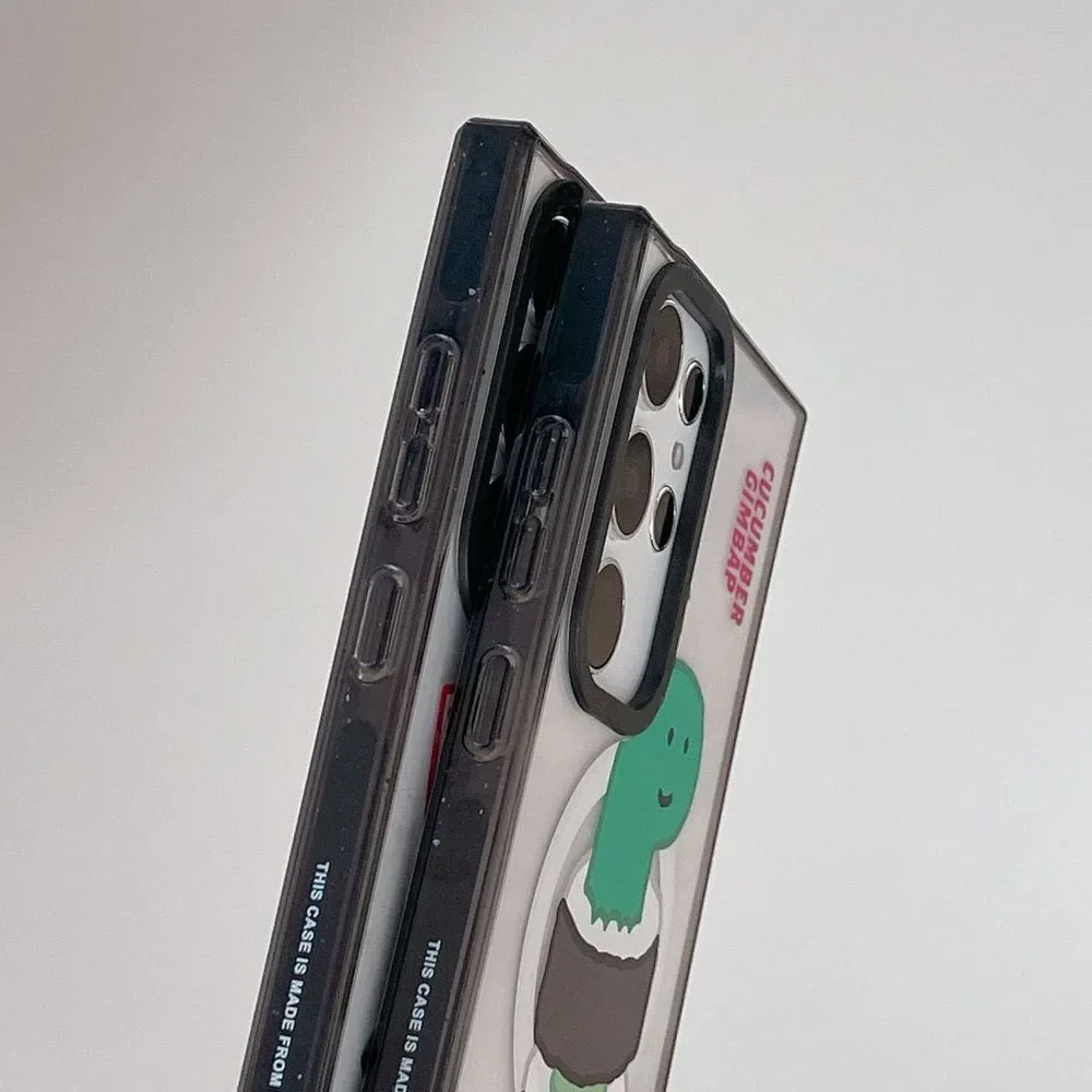 Dinosaur MagSafe Acrylic Black Border Case for Samsung Galaxy S22 Ultra S23 Ultra S24 Ultra Cover Protective Shell