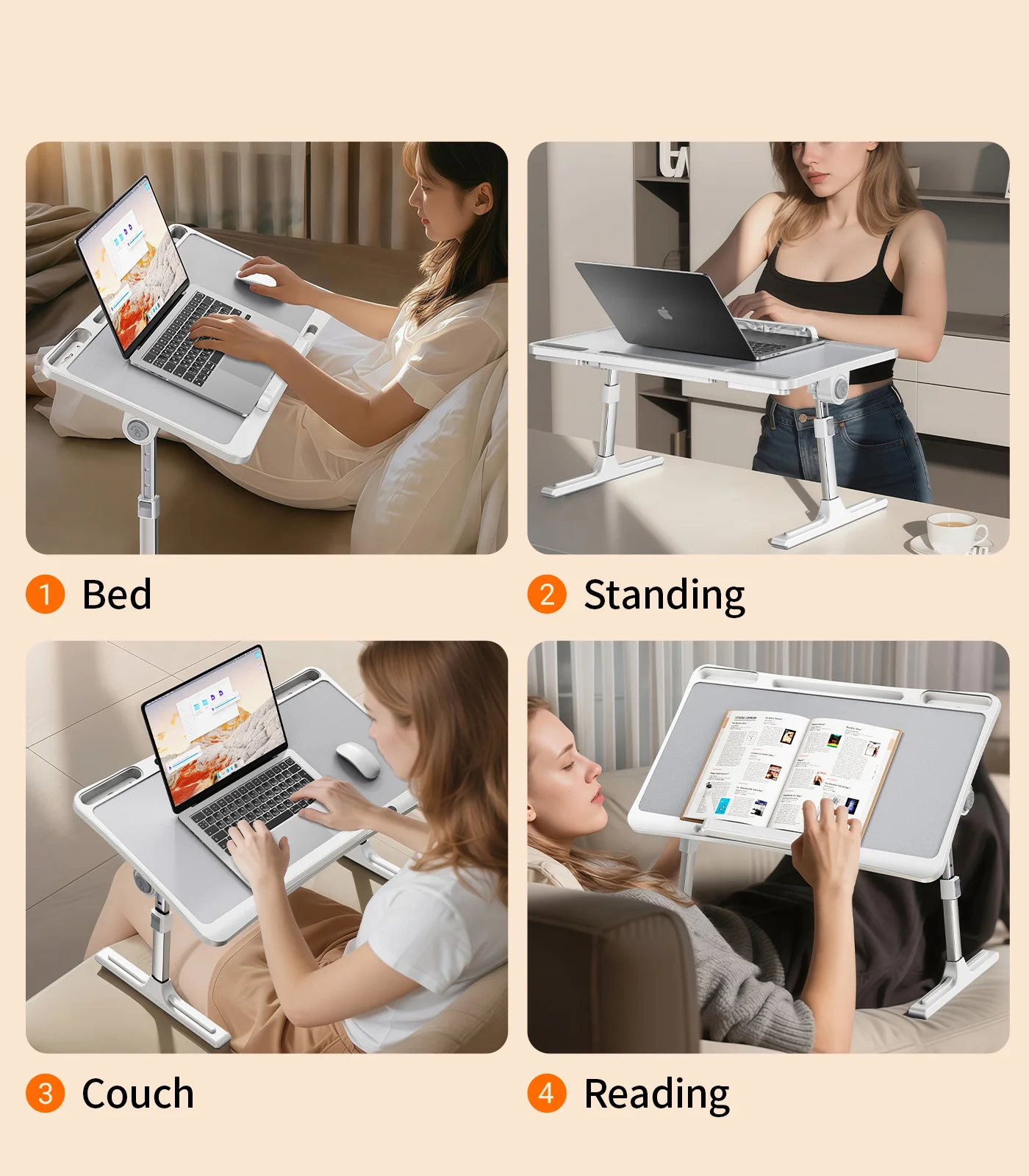 Eary Portable Laptop Tablet Holder Phone Stand For Bed 5 Height & 4 Angle Adjustable Multifunctional Display Desk Gifts for Kids