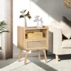 Nightstands Set of 2, Side Table with Drawer Open Shelf, Bedside End Table with Solid Wood Legs for Bedroom, Dorm. Nightstands 2