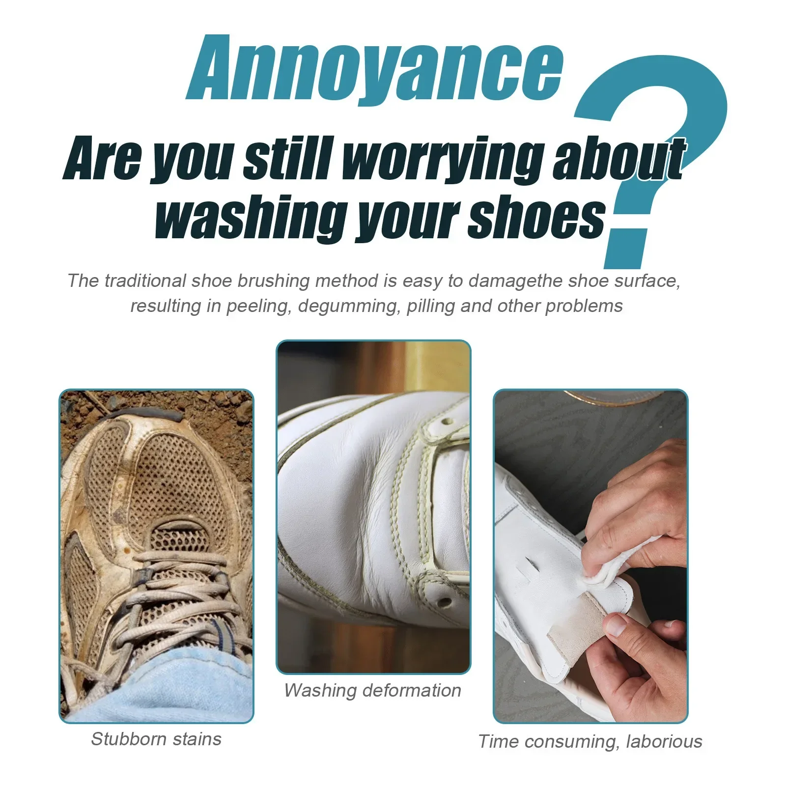 Foamzone Shoe Cleaner Whiten Polish Cleaning Tool Brush Shoe Sneakers Casual Leather Cleaning Care Supplies
