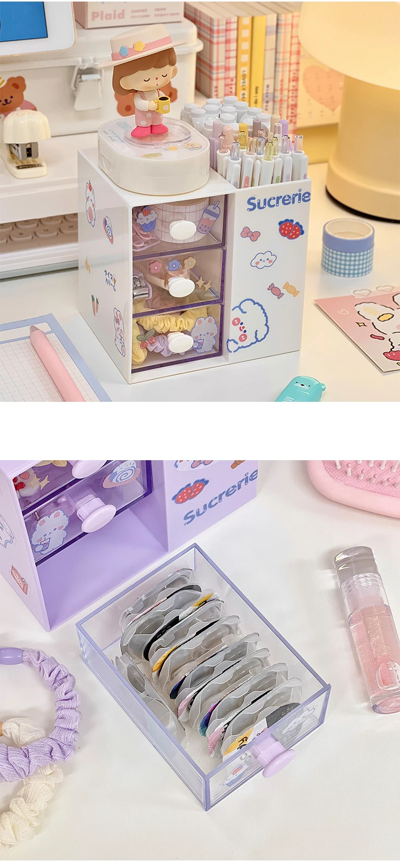 Boîtes De Rangement Boins Créatif Box De Rangement De Bureau Organisateur  Drawer En Plastique Transparent Kawaii Ins Multifonction Étudiant Holder  Organizer Organizer Box Cute 221128 Du 7,72 €