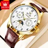 OLEVS 6698 Moonswatch Mechanical Man Wristwatch Number Scale Fashion Waterproof Watch Men Week Date Display Automatic Watch