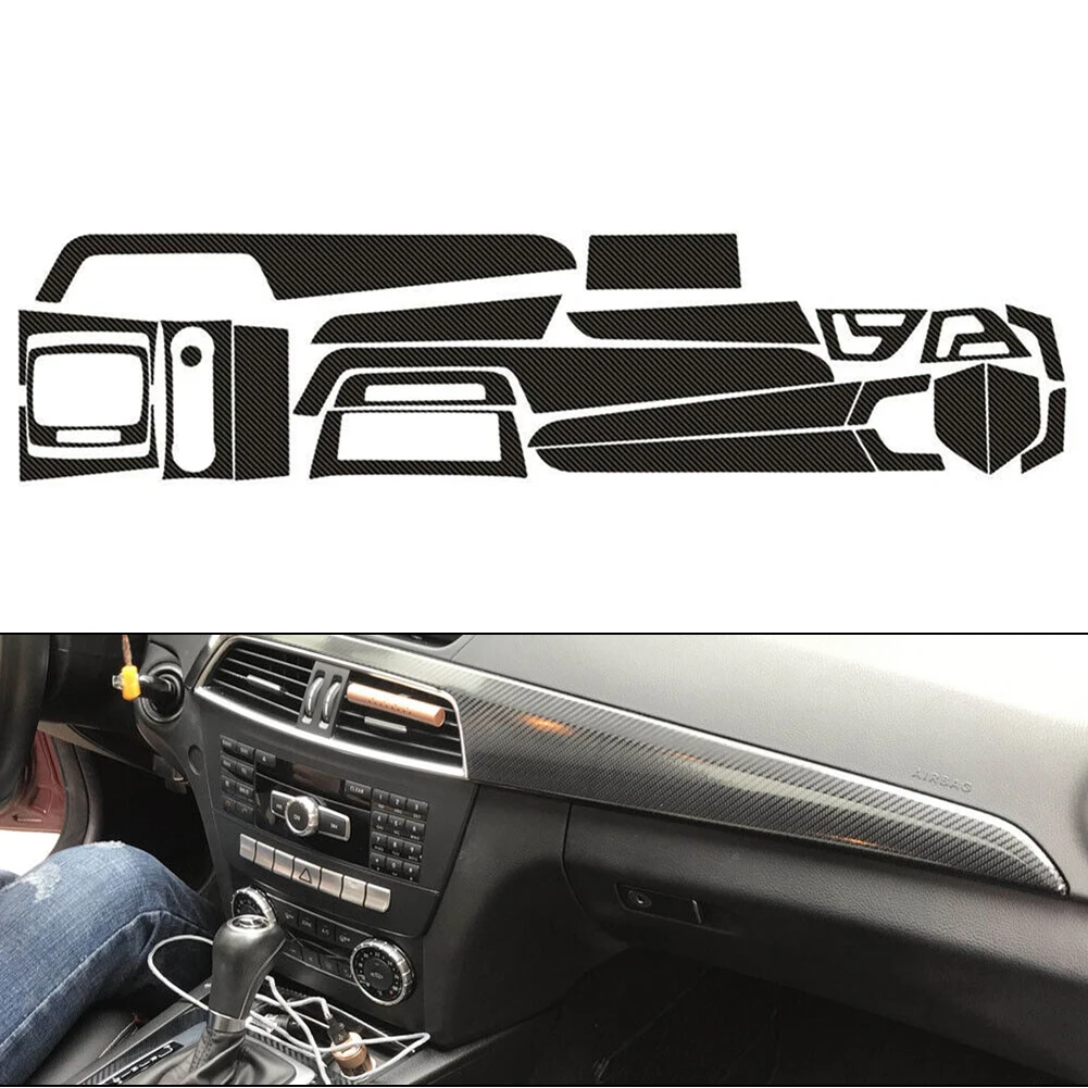 

Car Stickers 5D Carbon Fiber Black Vinyl Pattern Interior DIY Trim Decals For Mercedes FOR Benz Class C W204 2011-2014 Auto Acce