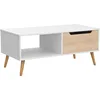 Modern Wooden Cocktail Mid Century ModernCoffee Minimalist HallwayTable with Storage for LivingRoom Apartment Reception, White 4