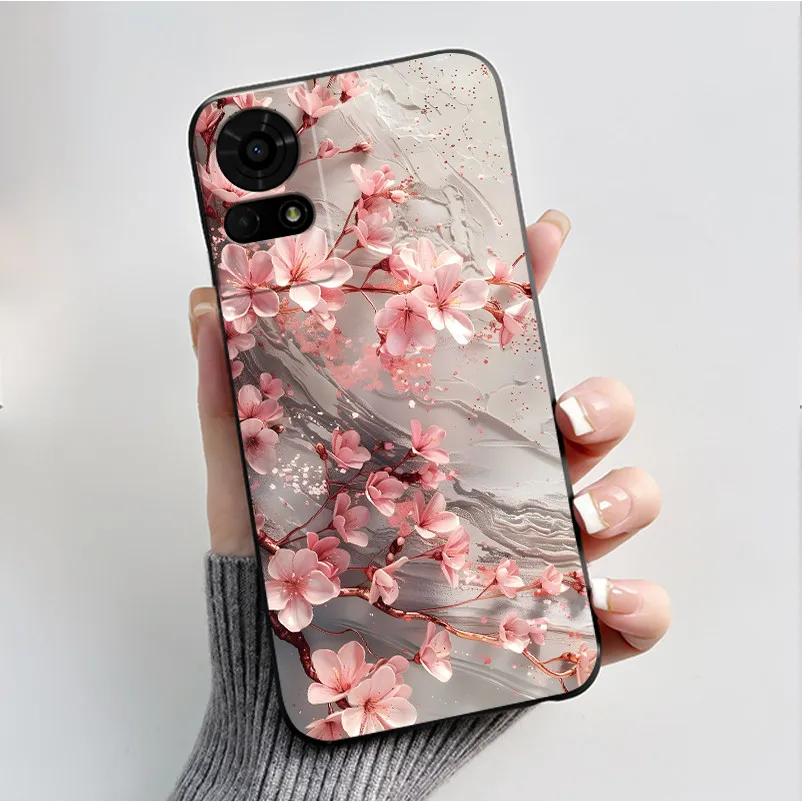 Luxury Butterfly Flowers Black Shockproof Soft Silicone Bumper Phone Case