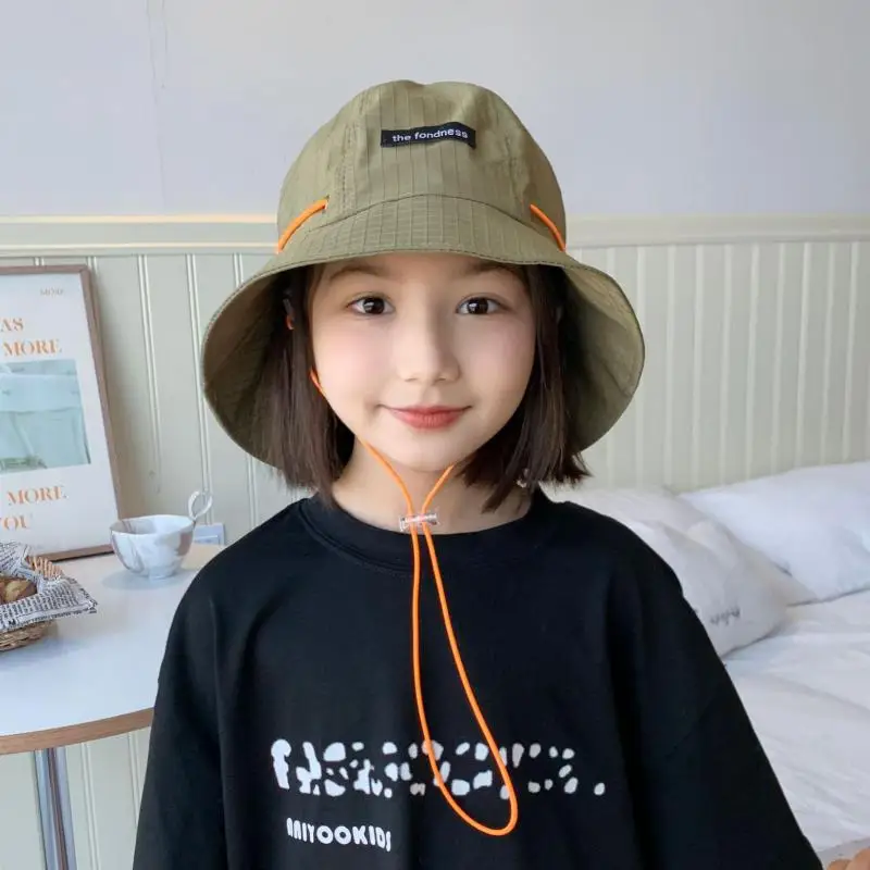 Kids Summer Hats For Girls Boys Bucket Hat Children Sun Protection Fisherman Cap Windproof Sun Hat Foldable Sunhat Outdoor New baby sun hat outdoor sun hat