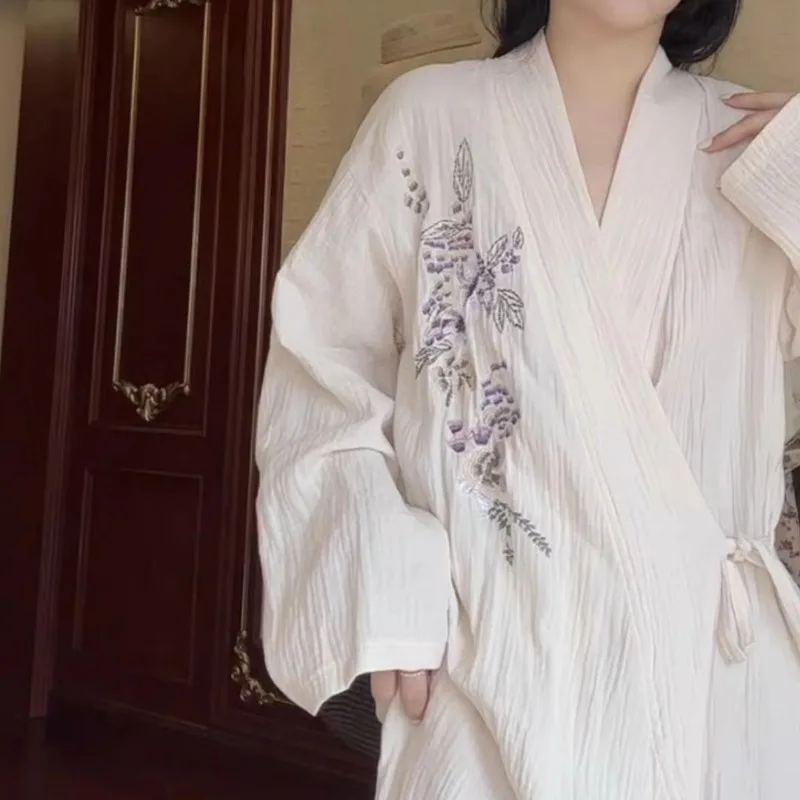 Strappy Printed Pajamas Women's Spring Autumn Homewear 2024 New Chinese Style Nightdress Mid-length Nightgown V-neck Loungewear