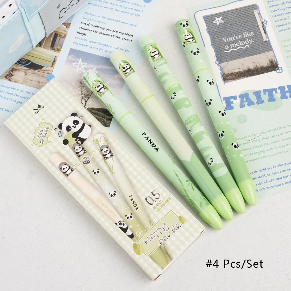 4 Pcs/Set Panda Design Gel Pens 0.5mm Fine Point Smooth Writing Quick-Dry Black Ink Pen for School Office Writing Stationery