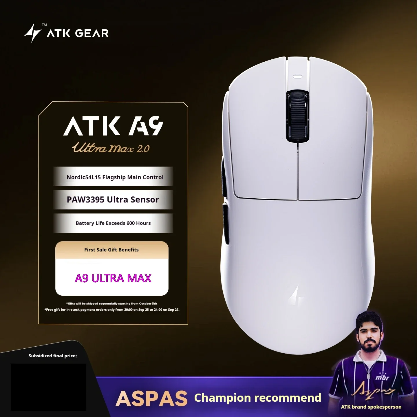 ATK A9 Ultimate Mouse Tri Mode A9ultra Max Paw3950ultra Wireless