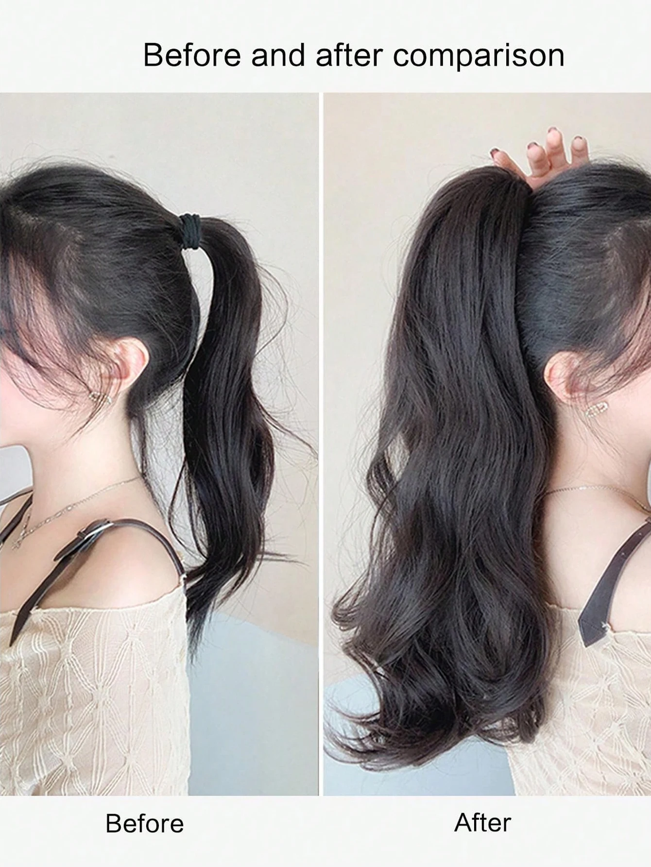 합성 18인치 클로 클립 마이크로 컬리 포니테일 연장용 롱 스트레이트 컬리 블랙 브라운 포니테일 헤어피스 여성용
