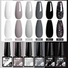 6Pcs Gray Gel Nail Polish Set Moonlight Colors Gel Semi Permanent Varnish Soak Off UV Gel Nail Art Manicure Base Top Coat Kit 2