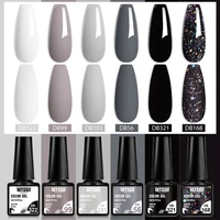 6Pcs Gray Gel Nail Polish Set Moonlight Colors Gel Semi Permanent Varnish Soak Off UV Gel Nail Art Manicure Base Top Coat Kit 2
