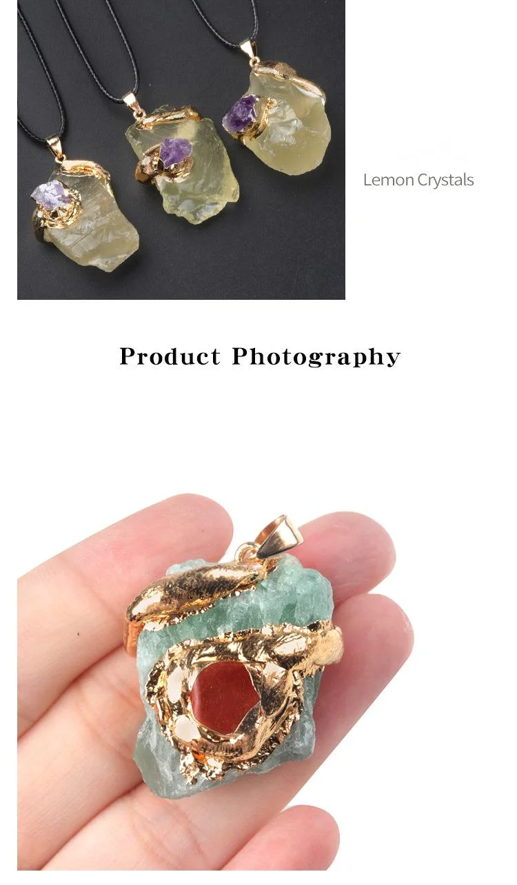 1680-20~40mm oversized gold-plated original stone pendant with multi-color crystal irregular necklace accessories_voghion.com