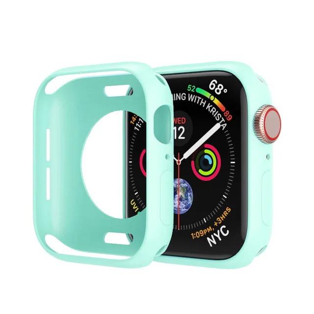 Candy Soft Silicone Case for Apple Watch 3 2 1 42MM 38MM Cover Protection Shell for iWatch 4 5 6 SE 40MM 44MM Watch Bumper 4  Light blue