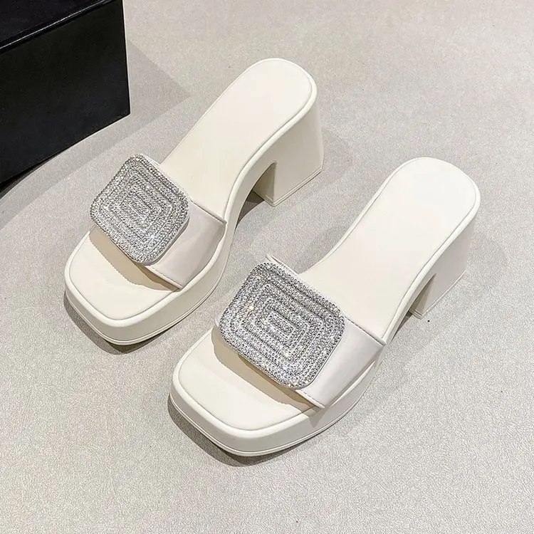 

Женские туфли на низком каблуке, летние шлепанцы на платформе, Роскошные блестящие шлепанцы, дизайнерская ткань, модель 2024 R