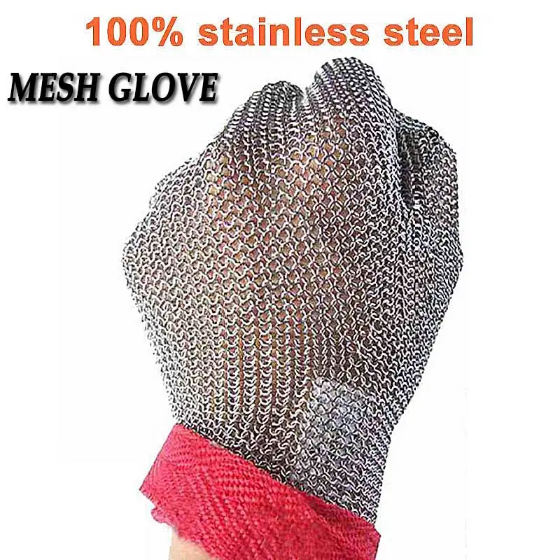 304L Brushed Stainless Steel Mesh Cut Resistant Chain Mail Gloves