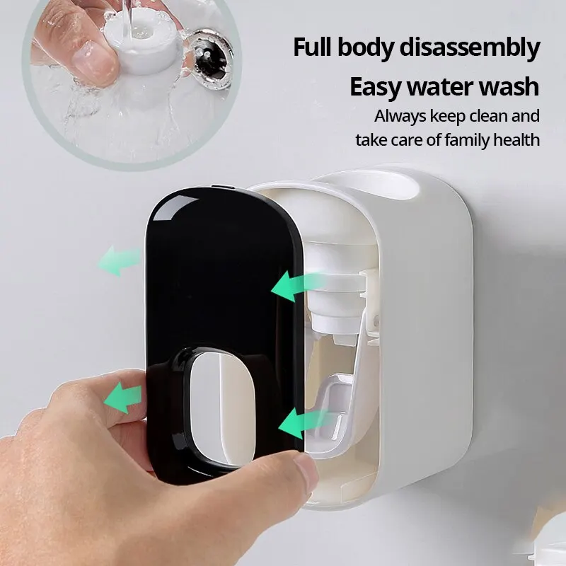 1pc Waterproof Toothpaste Squeezer Automatic Toothpaste Dispenser Wall Mount Bathroom Bathroom Accessories Toothbrush Holder 2