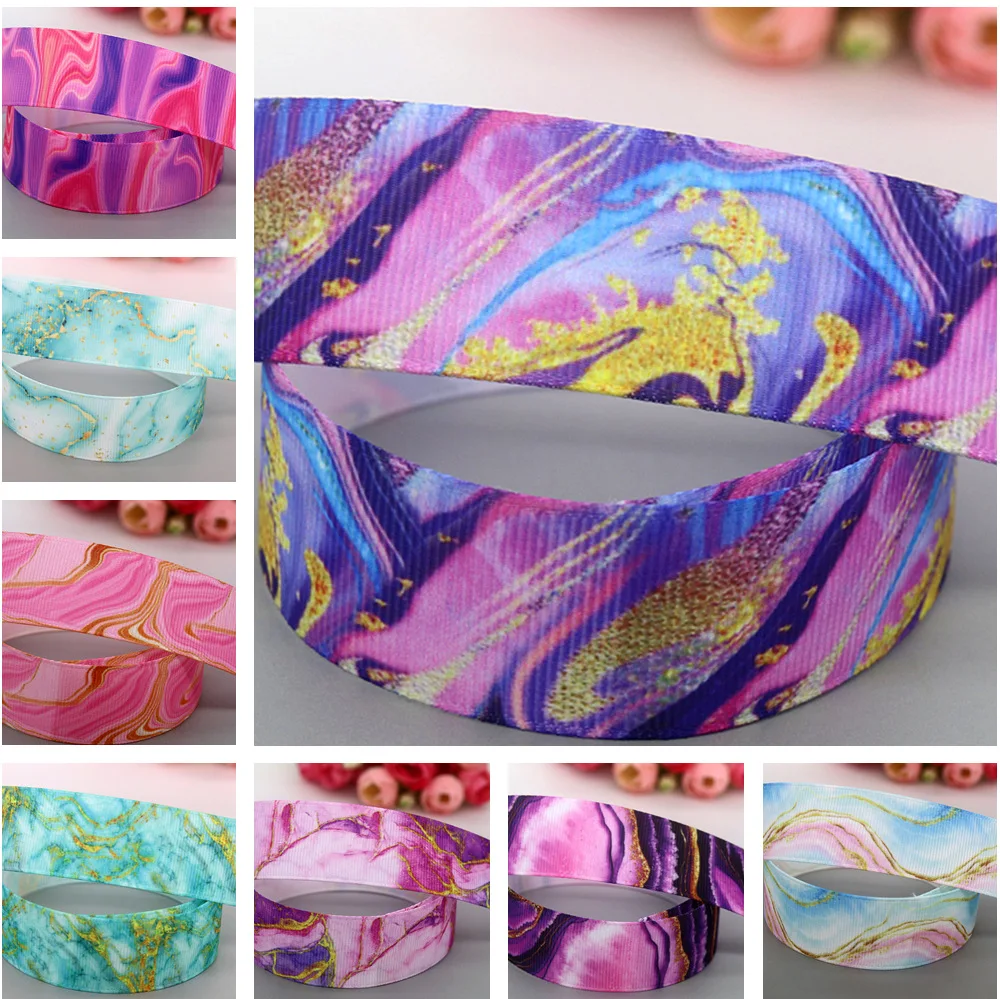 7/8'' Marble Lattice Leopard Printed Grosgrain Ribbon for Crafts Accessories Material Headwear Decoration DIY Sewing B2206