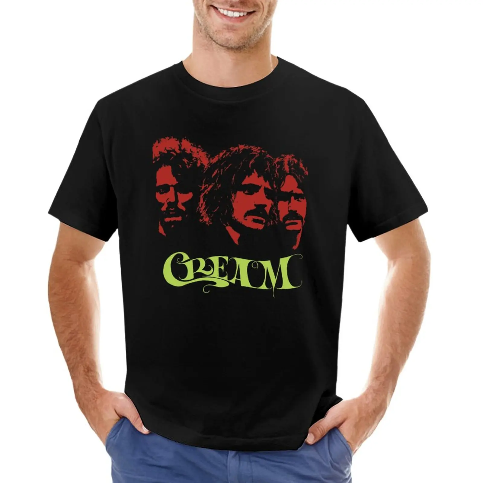 

Cream Band T-Shirt summer tops boys whites tops mens t shirts casual stylish
