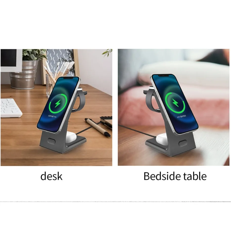 15W Magnetic Wireless Charger 3-in-1 Travel Quick Charging Station For iPhone 16 15 14 13 12 Apple Watch 10-2 SE AirPods Pro 4/3