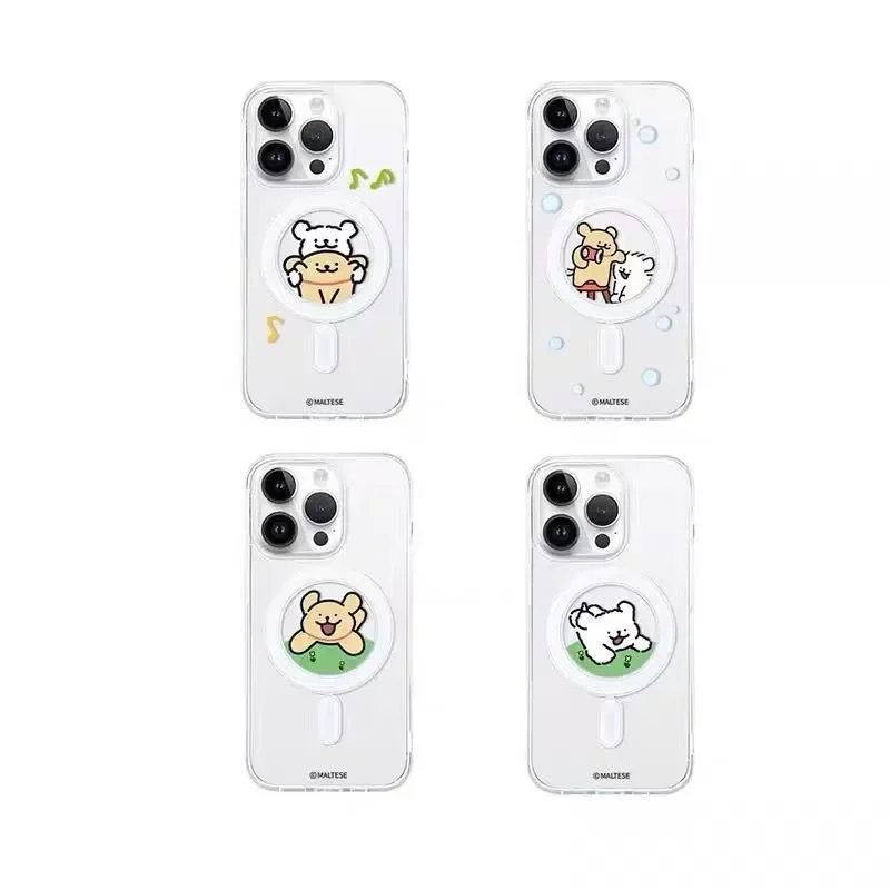 Kawaii Line Puppy Cute Cartoon Couple For MagSafe Creative Phone Case For thumbnail 3